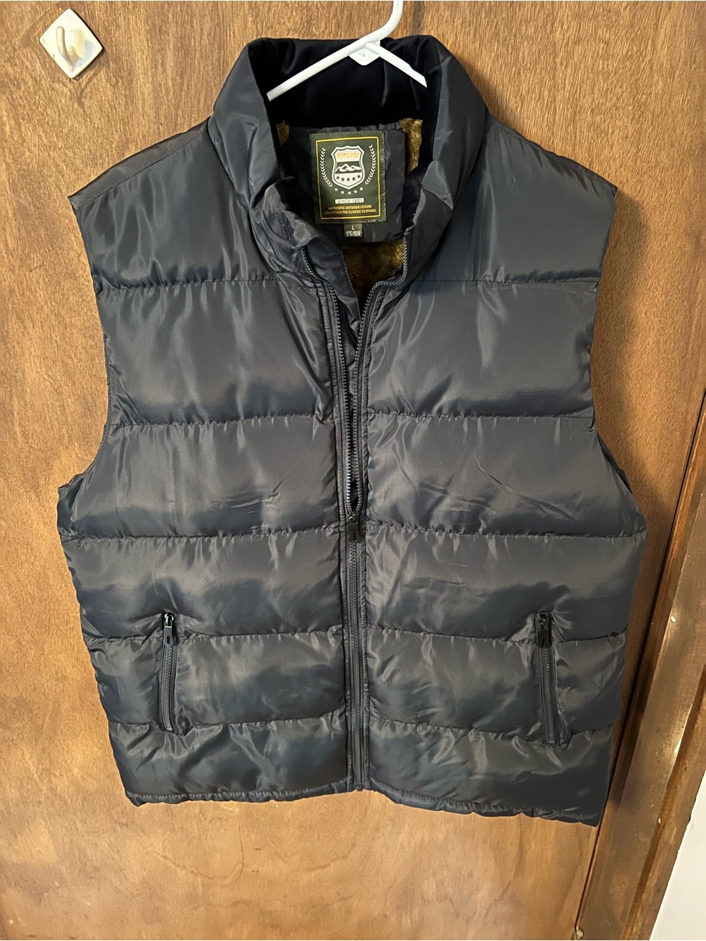 Men's Black Quilted Puffer Vest with Brown Sherpa Lining